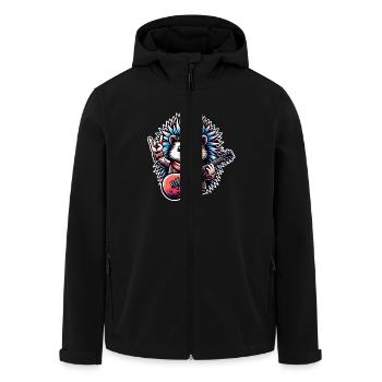 Hedgehog Rock and Roll Guitarist - Men’s Recycled Softshell Jacket by Stanley/Stella - black - Front - AI Model Male 185 light (185cm)