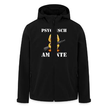 Faschings Party PSYCHISCH AM ENTE Lustiges - Recycelte Männer Softshell-Jacke von Stanley/Stella - Schwarz - Vorne - AI Model Male 185 light (185cm)