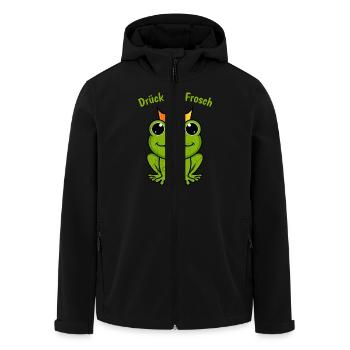 Karneval Party DRÜCK DEN FROSCH Lustiges - Recycelte Männer Softshell-Jacke von Stanley/Stella - Schwarz - Vorne - AI Model Male 185 light (185cm)