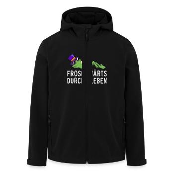 Faschings Kostüm FROSCHWÄRTS DURCHS LEBEN Lustig - Recycelte Männer Softshell-Jacke von Stanley/Stella - Schwarz - Vorne - AI Model Male 185 light (185cm)