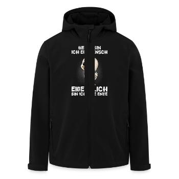 Fasching HEUTE BIN ICH EIN MENSCH EIGENTLICH ENTE - Recycelte Männer Softshell-Jacke von Stanley/Stella - Schwarz - Vorne - AI Model Male 185 light (185cm)