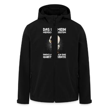 Karneval Ente DIES IST MEIN MENSCHEN OUTFIT BIN - Recycelte Männer Softshell-Jacke von Stanley/Stella - Schwarz - Vorne - AI Model Male 185 light (185cm)