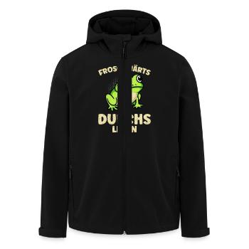 Faschings Kostüm FROSCHWÄRTS DURCHS LEBEN Lustig - Recycelte Männer Softshell-Jacke von Stanley/Stella - Schwarz - Vorne - AI Model Male 185 light (185cm)