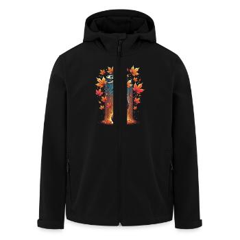 Thanksgiving Dino Skelett Herbstblätter Kürbis - Recycelte Männer Softshell-Jacke von Stanley/Stella - Schwarz - Vorne - AI Model Male 185 light (185cm)