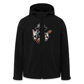 Kuh Rock and Roll Gitarrist - Recycelte Männer Softshell-Jacke von Stanley/Stella - Schwarz - Vorne - AI Model Male 185 light (185cm)