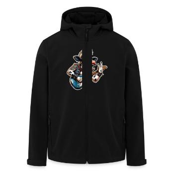 Kuh Rock and Roll Gitarrist - Recycelte Männer Softshell-Jacke von Stanley/Stella - Schwarz - Vorne - AI Model Male 185 light (185cm)