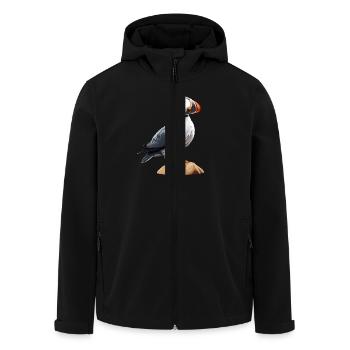 Niedlicher Papageientaucher - Recycelte Männer Softshell-Jacke von Stanley/Stella - Schwarz - Vorne - AI Model Male 185 light (185cm)