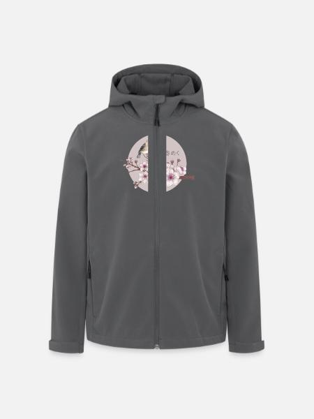 Serene Sakura Bird with Japanese - Men’s Recycled Softshell Jacket by Stanley/Stella - black