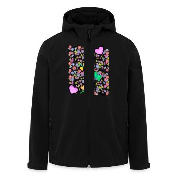 Spring Summer Retro Cats Flowers 80s 90s - Men’s Recycled Softshell Jacket by Stanley/Stella - black - Front - AI Model Male 185 light (185cm)