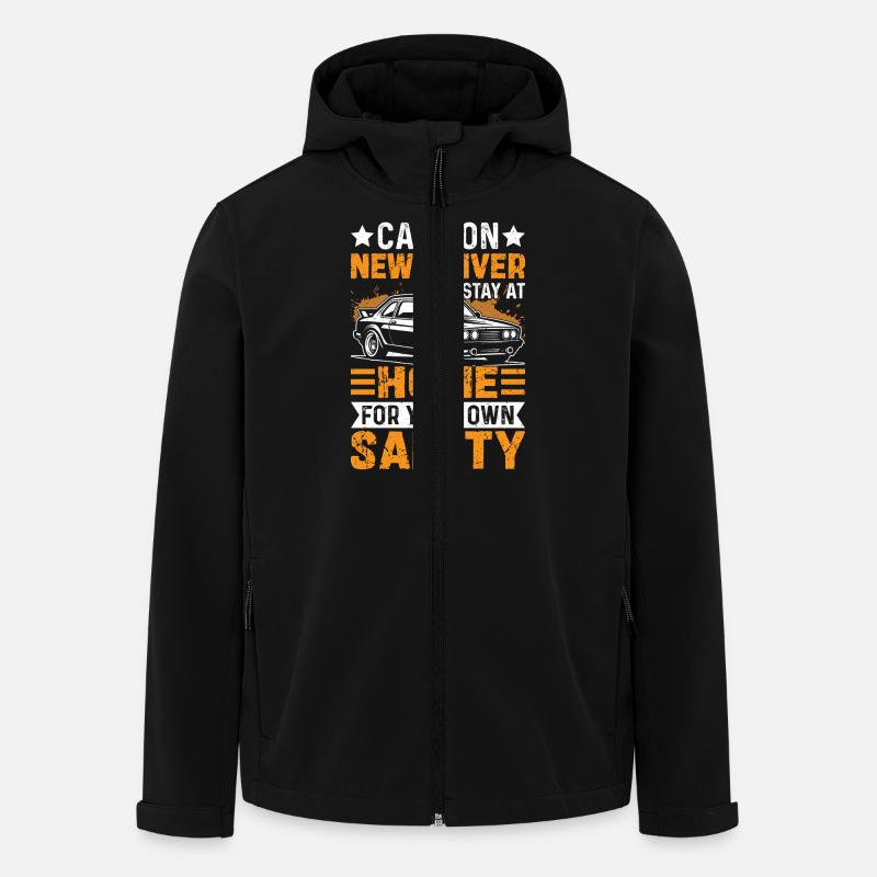 Attention : nouveaux conducteurs, restez en sécurité à la maison - Veste softshell homme en polyester recyclé Stanley/Stella - noir