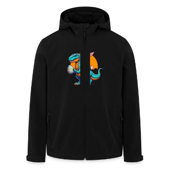Lapin de Pâques chevauchant un dinosaure avec un œuf de Pâques - Veste softshell homme en polyester recyclé Stanley/Stella - noir - Devant - AI Model Male 185 light (185cm)