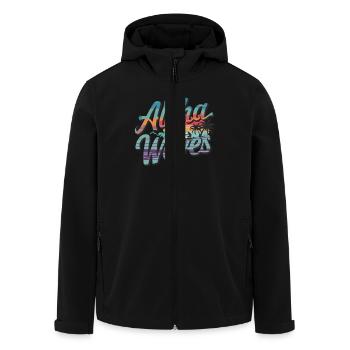 Surfing for surfers in summer by the sea - Men’s Recycled Softshell Jacket by Stanley/Stella - black - Front - AI Model Male 185 light (185cm)