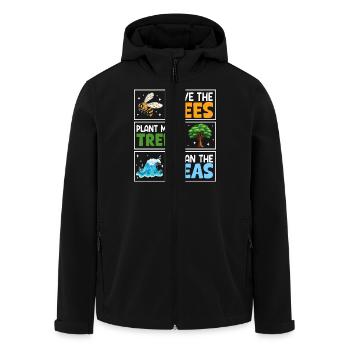 Rettet die Bienen Pflanzen Sie mehr Bäume säubern Sie die Meere - Recycelte Männer Softshell-Jacke von Stanley/Stella - Schwarz - Vorne - AI Model Male 185 light (185cm)