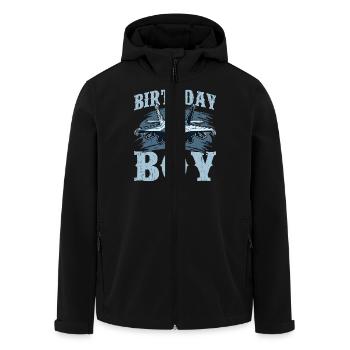 Anniversaire garçon avion de chasse conception - Veste softshell homme en polyester recyclé Stanley/Stella - noir - Devant - AI Model Male 185 light (185cm)