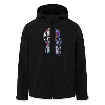 Astronaut Corgi Dog Adventure Fun - Men’s Recycled Softshell Jacket by Stanley/Stella - black - Front - AI Model Male 185 light (185cm)