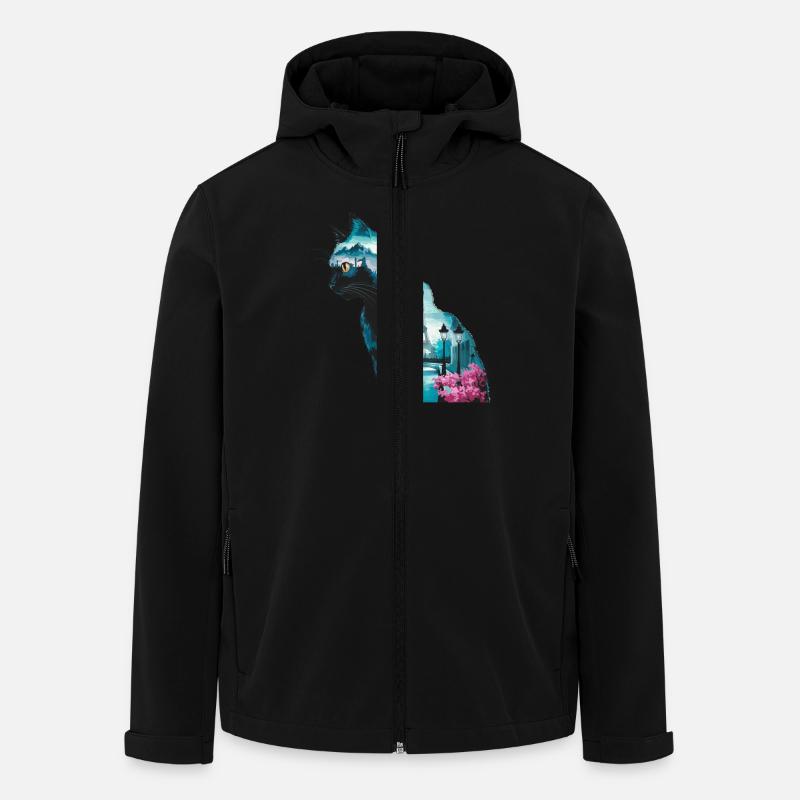Cat Paris Landscape Silhouette - Men’s Recycled Softshell Jacket by Stanley/Stella - black