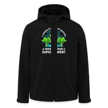Ich züchte Pflanzen im Wasser, was ist deine Superkraft? - Recycelte Männer Softshell-Jacke von Stanley/Stella - Schwarz - Vorne - AI Model Male 185 light (185cm)