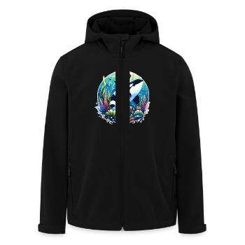 Orca Schwertwal - Recycelte Männer Softshell-Jacke von Stanley/Stella - Schwarz - Vorne - AI Model Male 185 light (185cm)
