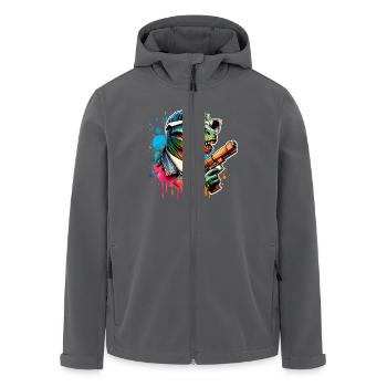 T Rex Dinosaurier Wasserpistole - Recycelte Männer Softshell-Jacke von Stanley/Stella - Anthrazit - Vorne - AI Model Male 185 light (185cm)