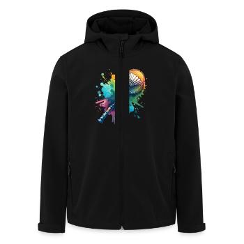 Badminton - Men’s Recycled Softshell Jacket by Stanley/Stella - black - Front - AI Model Male 185 light (185cm)