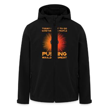 Quelque chose avec des gens poussant une idée cadeau drôle - Veste softshell homme en polyester recyclé Stanley/Stella - noir - Devant - AI Model Male 185 light (185cm)