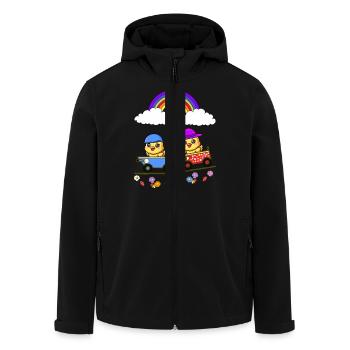Easter Chick Boxes Race Kids Baby Child - Men’s Recycled Softshell Jacket by Stanley/Stella - black - Front - AI Model Male 185 light (185cm)