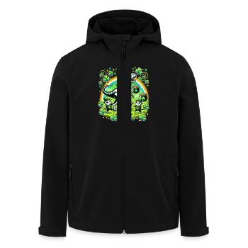 Katze Armee Dino St. Patrick's Day Kleeblätter - Recycelte Männer Softshell-Jacke von Stanley/Stella - Schwarz - Vorne - AI Model Male 185 light (185cm)