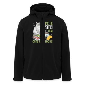 La vie est meilleure avec des chats de thé et des livres - Veste softshell homme en polyester recyclé Stanley/Stella - noir - Devant - AI Model Male 185 light (185cm)