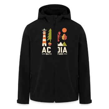 Parc national Acadia Design rétro - Veste softshell homme en polyester recyclé Stanley/Stella - noir - Devant - AI Model Male 185 light (185cm)