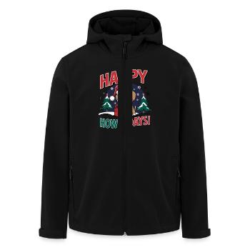 Happy Howl-Idays for dog lovers and - Men’s Recycled Softshell Jacket by Stanley/Stella - black - Front - AI Model Male 185 light (185cm)