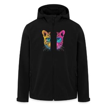 Cheetah Mit Sonnenbrille Hipster Stil - Recycelte Männer Softshell-Jacke von Stanley/Stella - Schwarz - Vorne - AI Model Male 185 light (185cm)