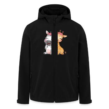 Cute Zebra and Giraffe for Kids - Men’s Recycled Softshell Jacket by Stanley/Stella - black - Front - AI Model Male 185 light (185cm)