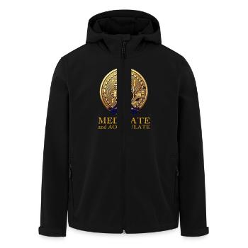 Meditieren und Bitcoin sammeln Krypto Yoga - Recycelte Männer Softshell-Jacke von Stanley/Stella - Schwarz - Vorne - AI Model Male 185 light (185cm)