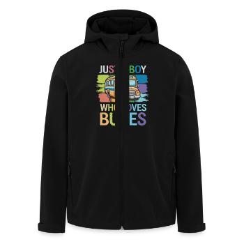 Just a Boy Who Loves Buses - Colorful - Men’s Recycled Softshell Jacket by Stanley/Stella - black - Front - AI Model Male 185 light (185cm)