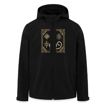 L’art du guépard : élégance et style dorés - Veste softshell homme en polyester recyclé Stanley/Stella - noir - Devant - AI Model Male 185 light (185cm)