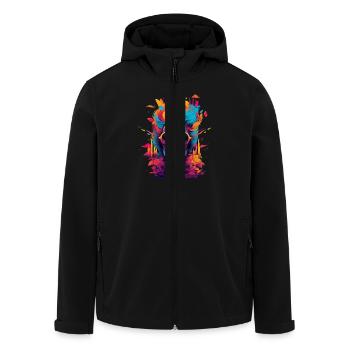 Fascinating Woman Art with Colors and City - Men’s Recycled Softshell Jacket by Stanley/Stella - black - Front - AI Model Male 185 light (185cm)