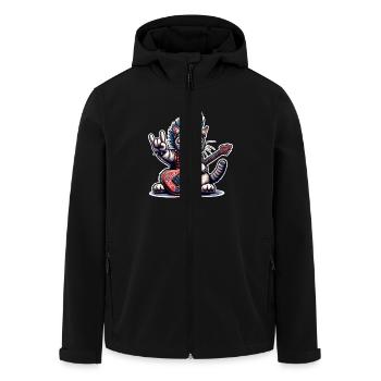 Katze Rock and Roll Gitarrist - Recycelte Männer Softshell-Jacke von Stanley/Stella - Schwarz - Vorne - AI Model Male 185 light (185cm)