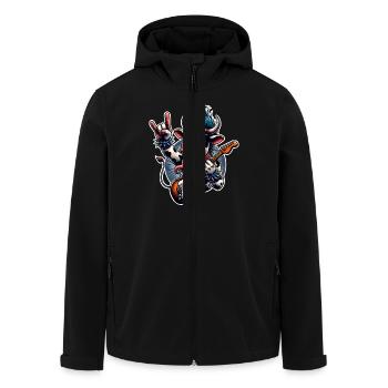 Kuh Rock and Roll Gitarrist - Recycelte Männer Softshell-Jacke von Stanley/Stella - Schwarz - Vorne - AI Model Male 185 light (185cm)