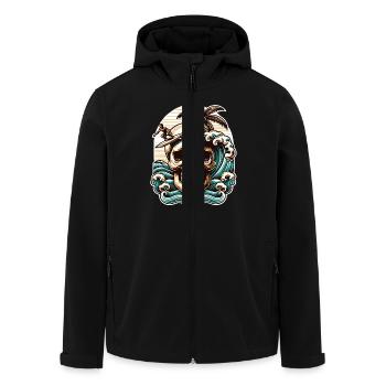 Crâne de surfeur de surf - Veste softshell homme en polyester recyclé Stanley/Stella - noir - Devant - AI Model Male 185 light (185cm)