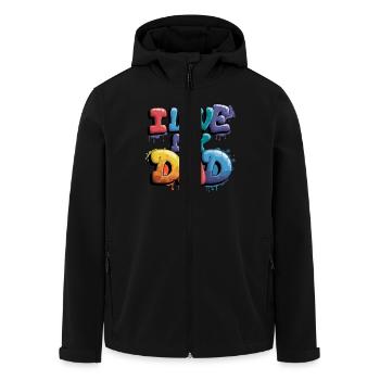 I Love My Dad Colorful Playful Design - Men’s Recycled Softshell Jacket by Stanley/Stella - black - Front - AI Model Male 185 light (185cm)