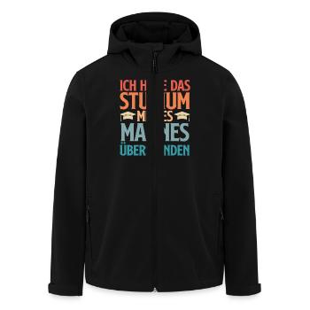 Doktortitel HABE DAS STUDIUM MEINES MANNES - Recycelte Männer Softshell-Jacke von Stanley/Stella - Schwarz - Vorne - AI Model Male 185 light (185cm)