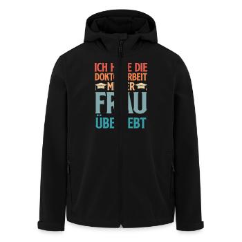 HABE DOKTORARBEIT MEINER FRAU ÜBERSTANDEN Lustig - Recycelte Männer Softshell-Jacke von Stanley/Stella - Schwarz - Vorne - AI Model Male 185 light (185cm)