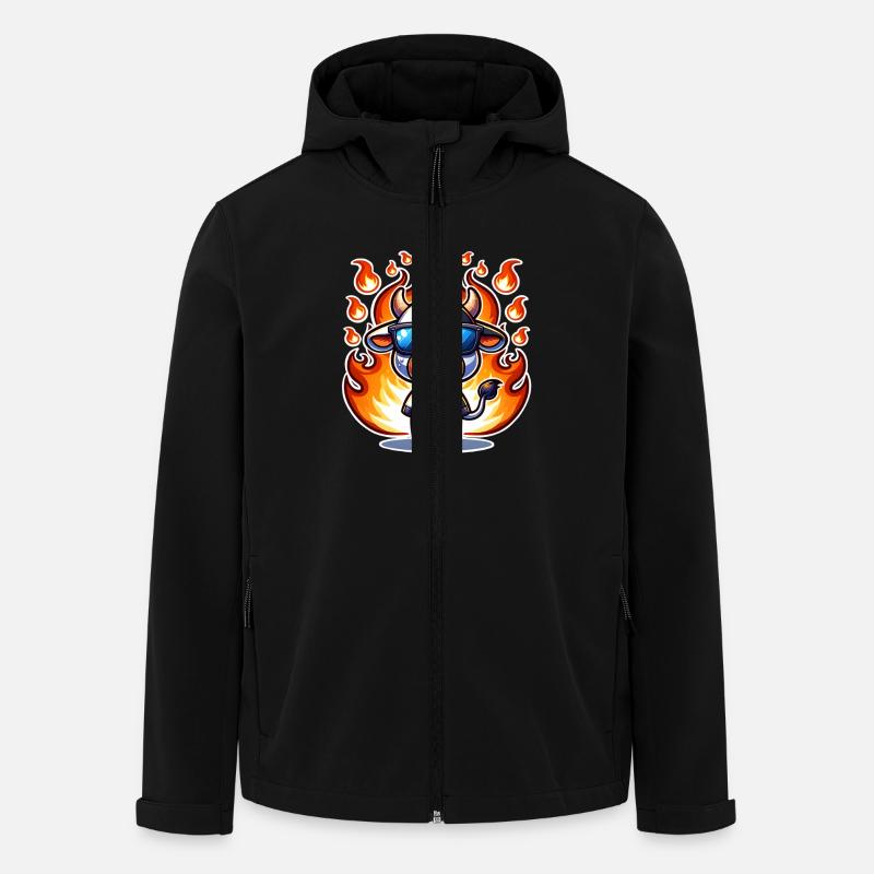 Cow Fire Flames - Men’s Recycled Softshell Jacket by Stanley/Stella - black