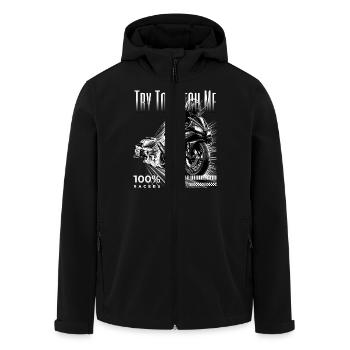 Cooles Biker und Bikerin Motorrad Design Catch Me - Recycelte Männer Softshell-Jacke von Stanley/Stella - Schwarz - Vorne - AI Model Male 185 light (185cm)