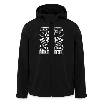 Doktortitel SEHE ZWAR NICHT SO AUS ABER HABE - Recycelte Männer Softshell-Jacke von Stanley/Stella - Schwarz - Vorne - AI Model Male 185 light (185cm)