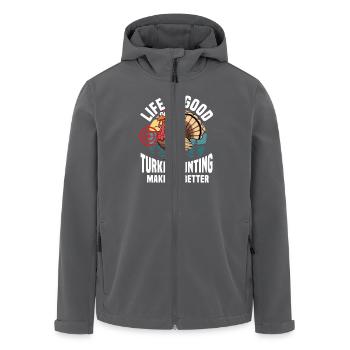 Aventure de chasse à la dinde : Je veux juste chasser la dinde - Veste softshell homme en polyester recyclé Stanley/Stella - charbon - Devant - AI Model Male 185 light (185cm)