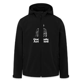 God Mode Activated - Men’s Recycled Softshell Jacket by Stanley/Stella - black - Front - AI Model Male 185 light (185cm)
