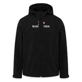 I Love Barcelona Cool Wrong Flag Netherlands Heart - Recycelte Männer Softshell-Jacke von Stanley/Stella - Schwarz - Vorne - AI Model Male 185 light (185cm)
