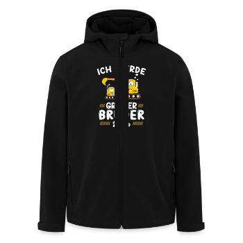 Ich werde großer Bruder 2026 Bagger - Recycelte Männer Softshell-Jacke von Stanley/Stella - Schwarz - Vorne - AI Model Male 185 light (185cm)