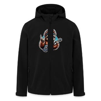 Sloth Rock and Roll Guitarist - Men’s Recycled Softshell Jacket by Stanley/Stella - black - Front - AI Model Male 185 light (185cm)